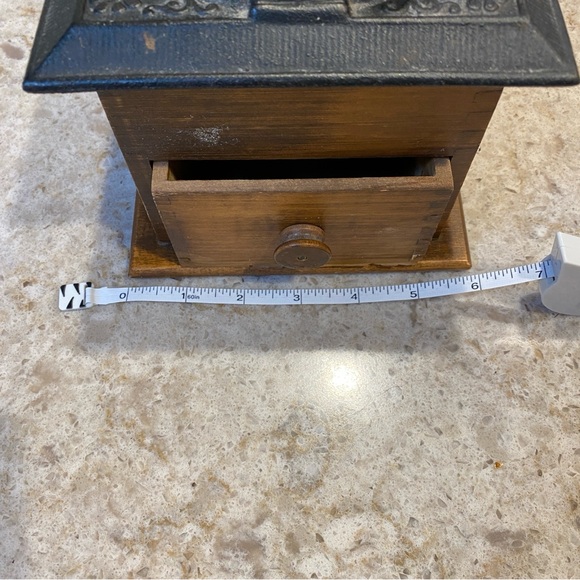 Vintage Wooden Coffee Grinder with Black Metal Top - Picture 4 of 4